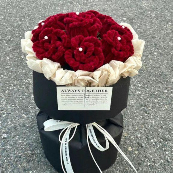 good 花束永生玫瑰花情人節女朋友閨蜜生日禮物, 8支LOVE玫瑰 酒紅