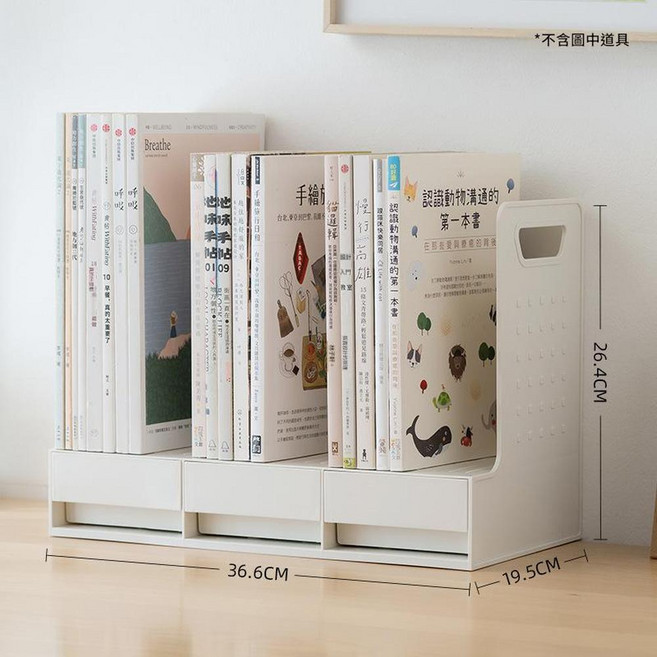 多功能桌面收納盒 書本整理書立斜插筆筒, 書立款 - 白色, 1個
