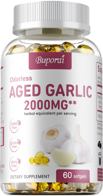 Buporai 無味陳年大蒜 2000MG軟膠囊, 60組