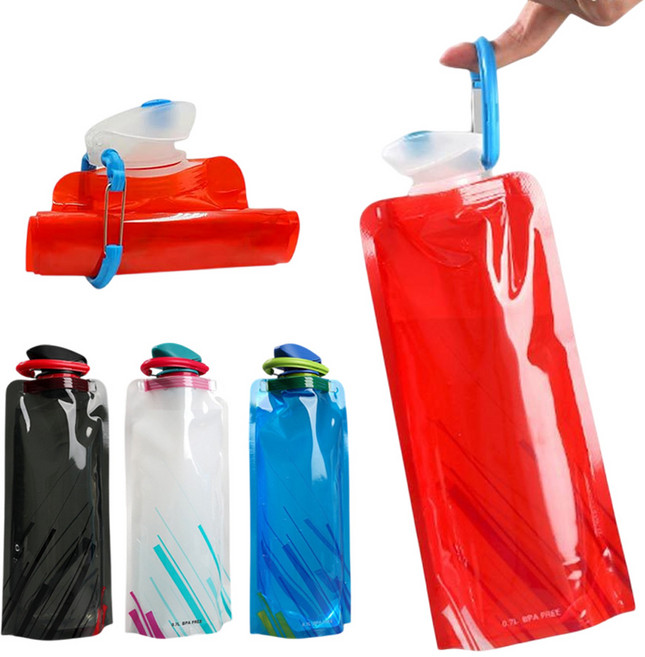 運動摺疊水壺 700ML BPA Free, 紅色, 1個