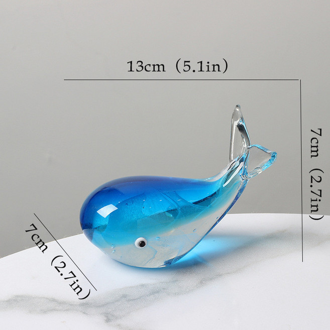 薹灣出貨 琉璃夜光鯨魚擺件 玻璃工藝品 生日禮物 海洋動物藝術品擺飾 桌面裝飾擺件/, 深海鯨魚-夜光款