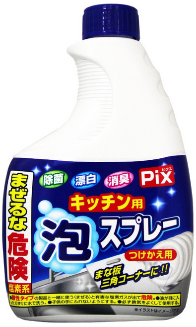 PIX 廚房泡沫噴霧 補充罐 400g 砧板水槽適用 漂白消臭, 1個, 補充罐 400g#26760