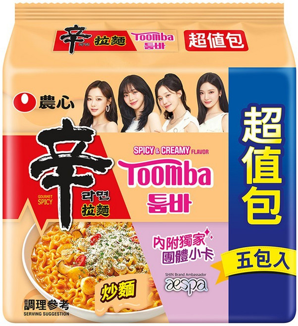 農心 辛炒麵 Toomba 香辣白醬風味, 1個, 辣白醬辛炒麵(一袋五包)