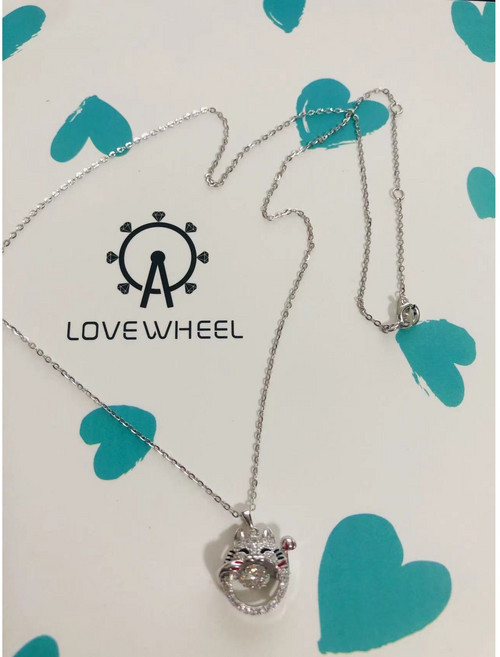 LOVE WHEEL 招財貓莫桑鑽項鍊 S925純銀 0.3克拉莫桑鑽 貓爪轉運項鍊