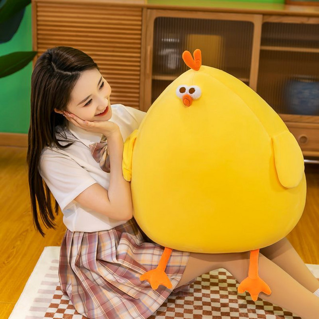 墩墩雞玩偶 超大午休抱枕, 墩墩雞 彈力布料, 1個, 45cm