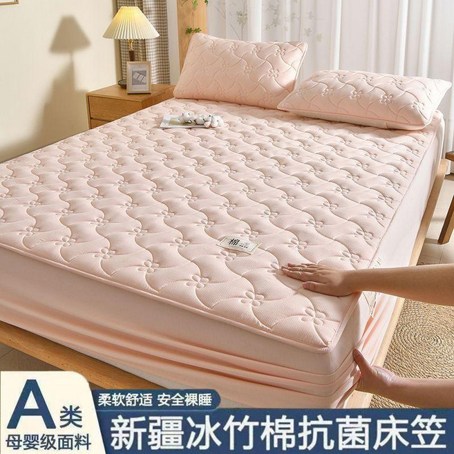 新疆棉抗菌床笠, 瑞士玉 防蟎新疆棉填充透氣,180X220CM單牀笠枕套一對質, 1個