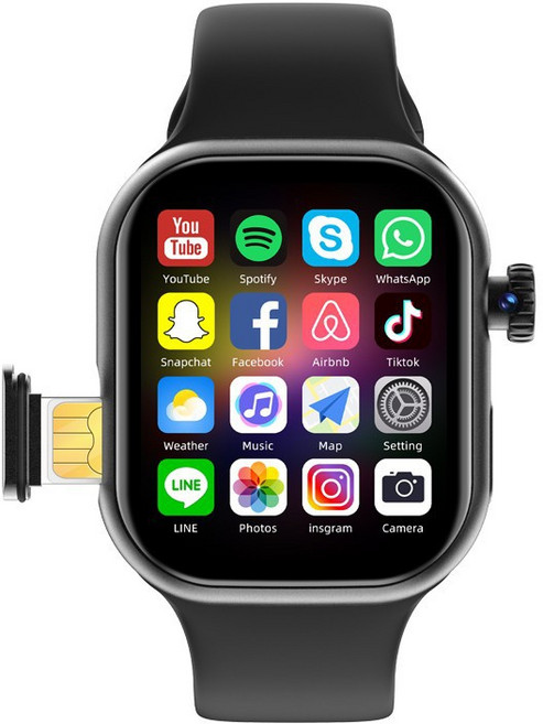 跨境電商LM06智能手錶4G/5G插卡心率血氧血壓睡眠監測藍牙電話通, ANT+, 1cm, LM06英文 黑色 2.06寸大電池大內存:一個