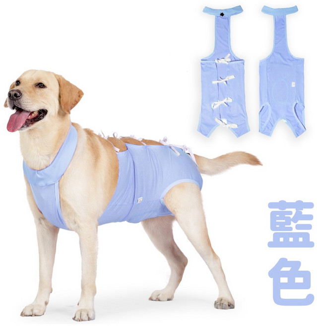 Xilla 寵物 絕育/生理恢復服 中大型犬適用, 1個, 藍色 術後綁帶防舔服,L (建議胸圍50-70cm), 藍色