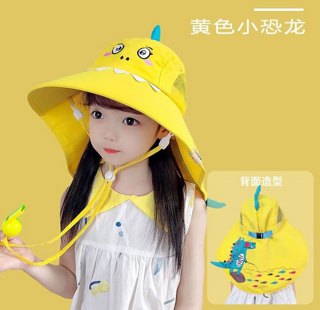 兒童防曬帽 造型漁夫帽3D黃恐龍(鱷魚)