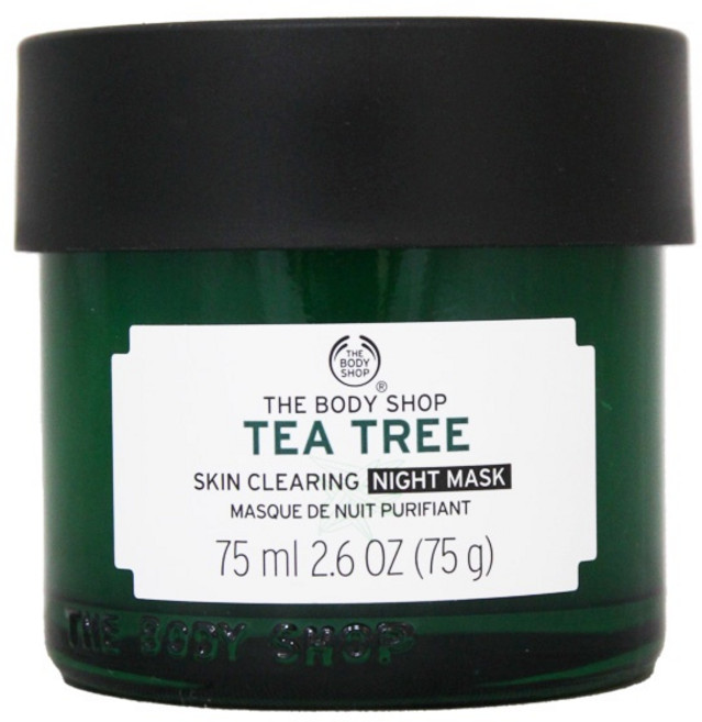 THE BODY SHOP眼霜 晚安凍膜 維他命C精華液 茶樹精油 海藻淨化調理水 維他命E卸妝水, 1個, 茶樹淨敷晚安凍膜(綠) #45651
