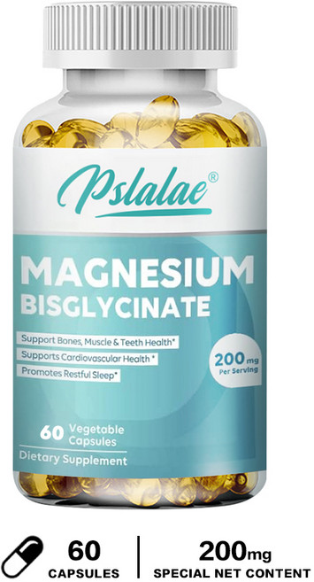 Pslalae 鎂 (甘氨酸鎂) 膠囊 支援骨骼 肌肉與牙齒健康, 60組