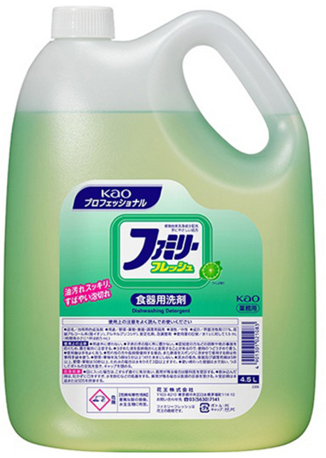 Kao 花王 Family Fresh 營業用廚房洗潔精 萊姆香, 1個, 4.5L