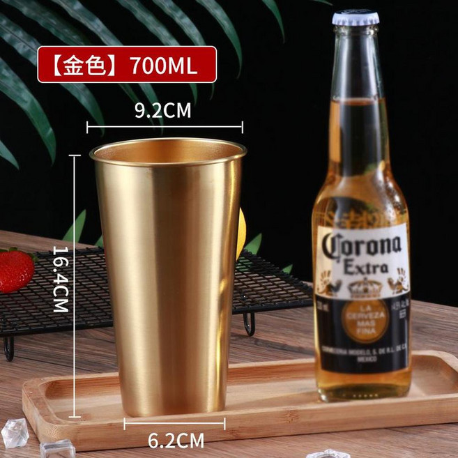 Ultre 304不鏽鋼杯 啤酒杯, 700ML金色單層約23oz, 1個