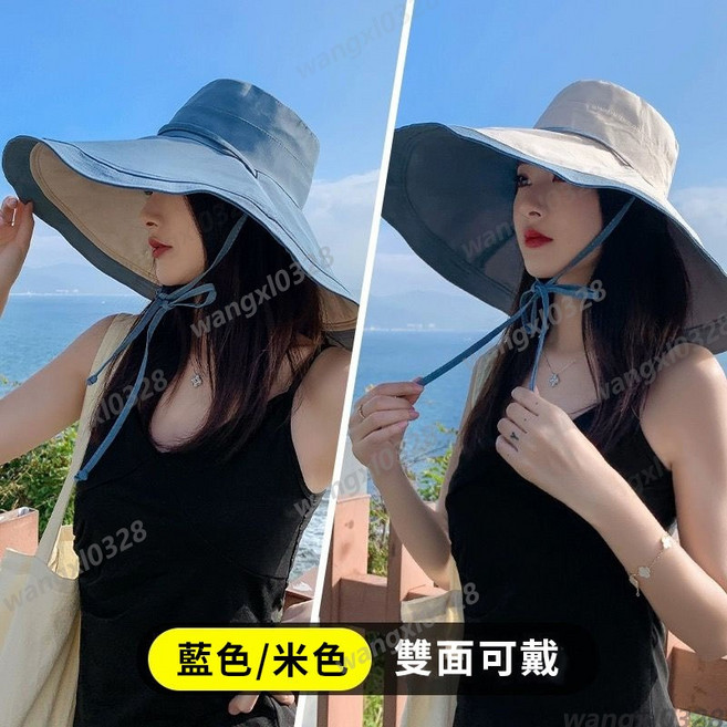 超大遮陽帽 18公分帽簷 雙面漁夫帽 防曬抗UV 太陽帽