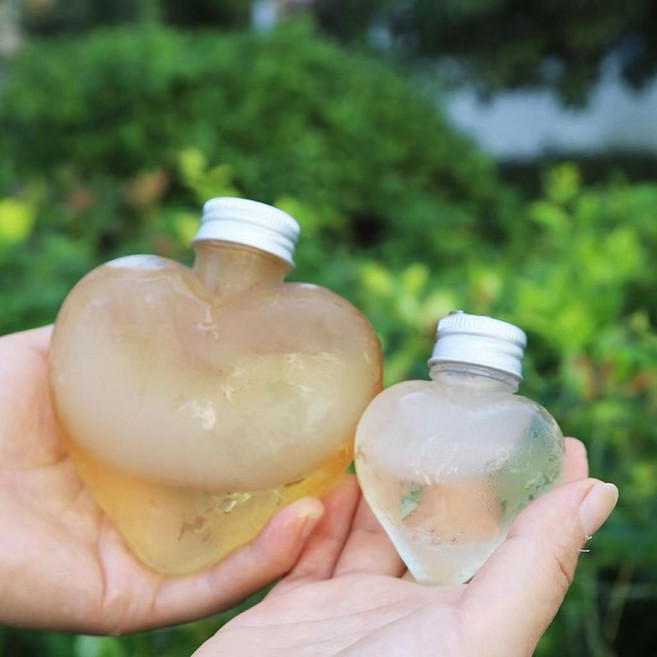 透明造型瓶 燈泡瓶 星星瓶 愛心瓶 DIY吊環收納容器, 1個, 愛心瓶50毫升銀色蓋子,5個