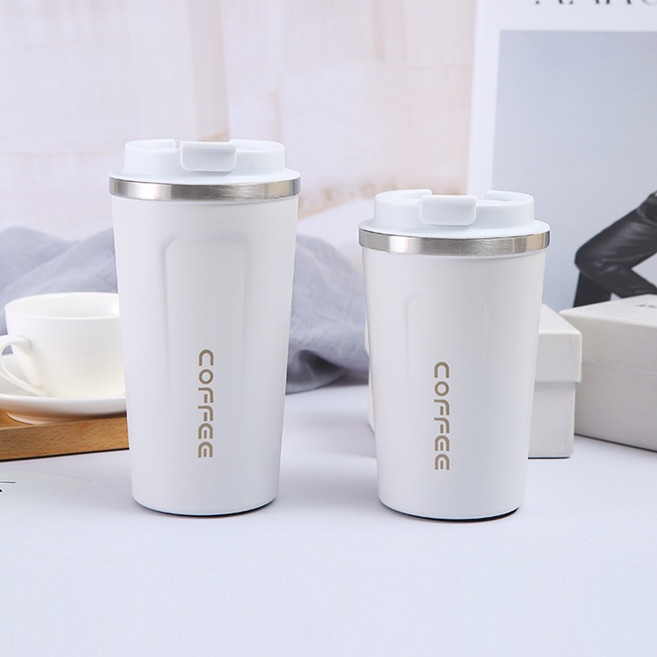 BOACUP 陶瓷保溫咖啡杯 316不鏽鋼內膽 雙飲隨行杯 530ML 奶霜白, 1個, 無提帶【不鏽鋼-白】咖啡杯 雙飲杯