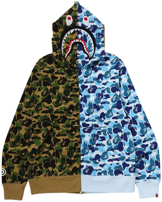 베이프 Abc 카모 세퍼레이트 샤크 후드 집업