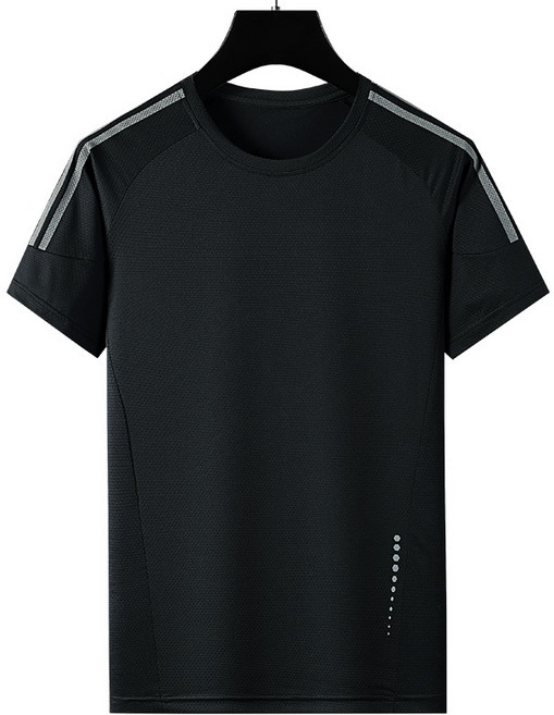 短袖T恤 排汗衫 速乾涼感衣, 黑色,5XL(建議男95-102公斤)