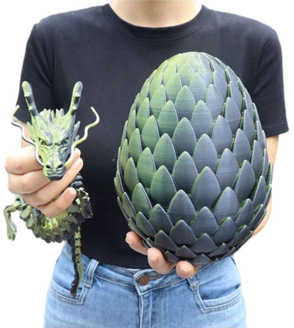 YZMY 3D列印龍麟蛋擺件, 18cm蛋 60cm龍 - 黑金