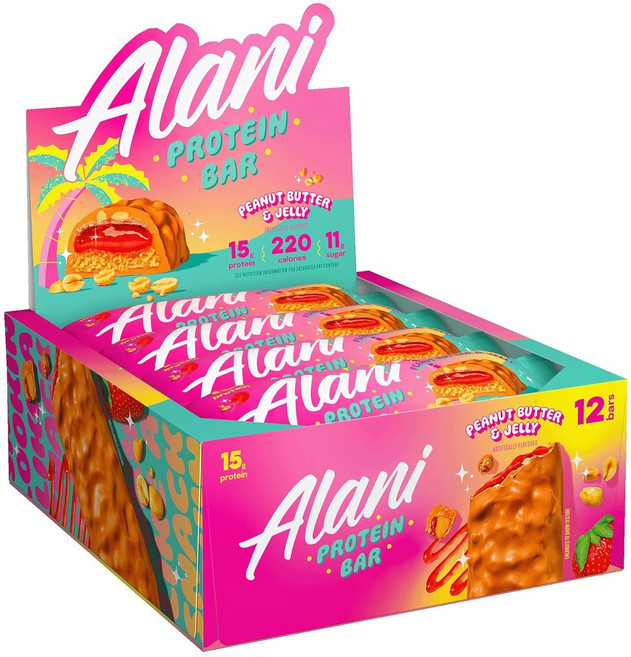 AlaniNutrition 花生醬與果凍蛋白棒, 12個, 52g