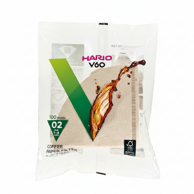 HARIO V60 錐形咖啡濾紙 02 1-4杯用, 100個, 1包