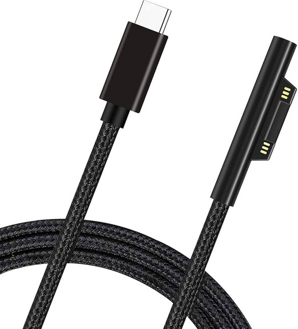 微軟 PD 充電線 轉接頭 TYPE-C USB-C Surface pro3 pro4 pro5 pro6 GO, 黑色, 1個, 50cm