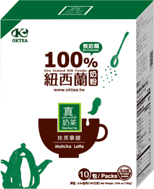 歐可茶葉 真奶茶 抹茶拿鐵無加糖款(10包/盒), 0.1kg, 10, 18g