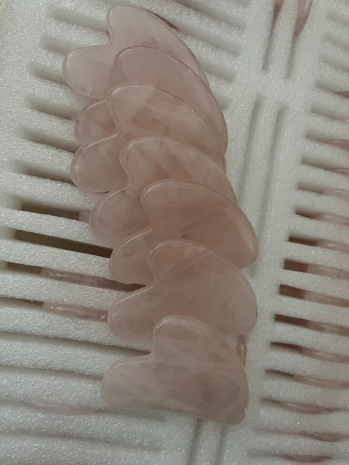 加厚粉水晶玉石刮痧板 臉部美容撥筋刮臉, 1個, 如圖所示