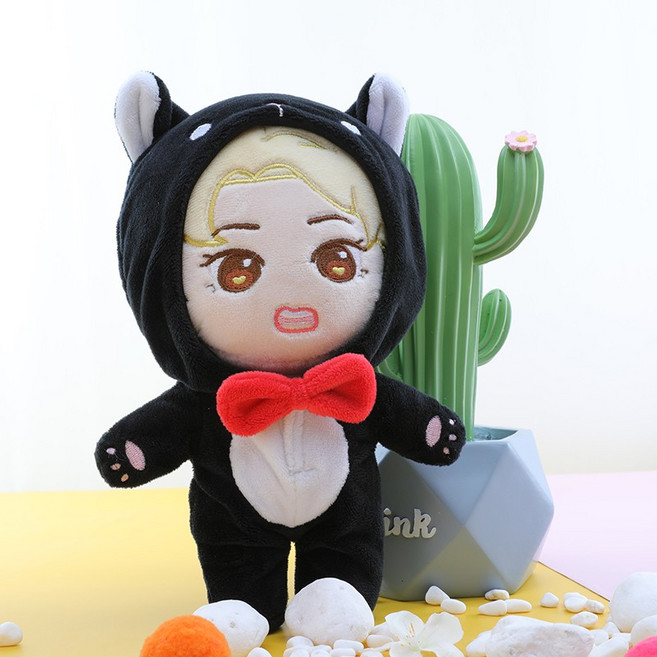 EXO 玩偶 公仔娃娃衣, 金珉錫 Xiumin 黑貓(現貨,20cm (睡衣可脫換