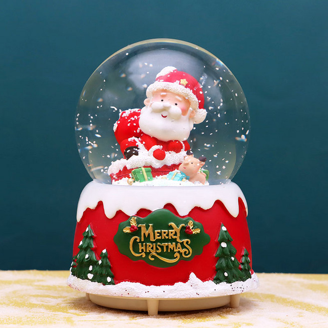 聖誕雪球裝飾品 精緻桌面擺飾 夢幻雪景, 100#背福袋無內轉-彩燈音樂自動飄雪, 1個