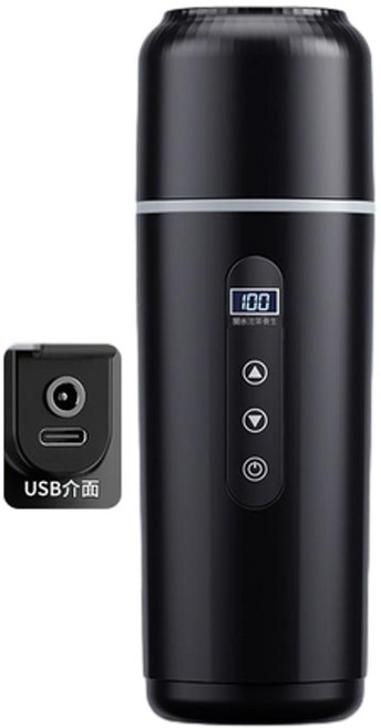 CEYYR 車載電熱水壺 12V/24V USB加熱保溫燒水杯, 2405雙介面充電黑色