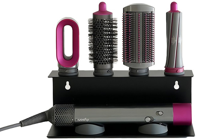 適用於 Dyson 捲髮棒收納架 免打孔置物架, 黑色, 1個