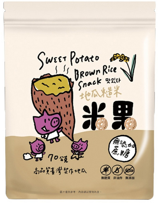 薌園 糙米米果, 地瓜, 70g, 1包