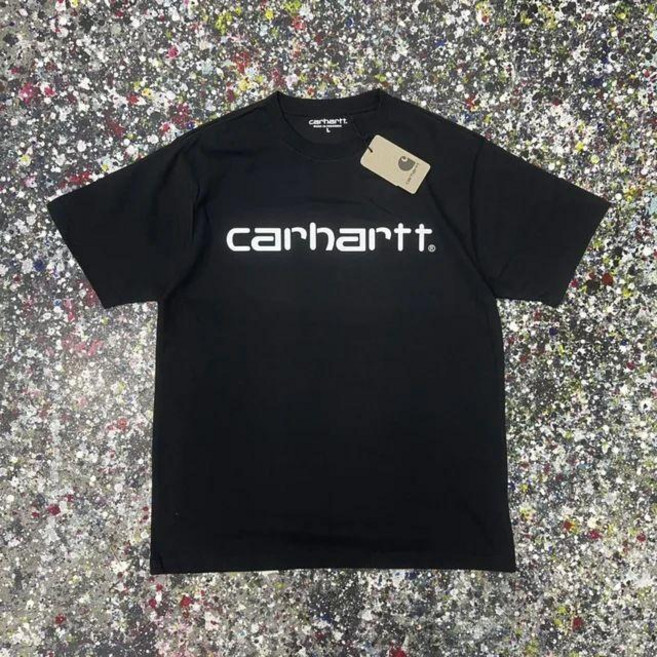 Carhartt 純棉印花 T 恤 男女皆宜 夏季寬鬆 圓領柔軟 重磅, 02年黑,XXL