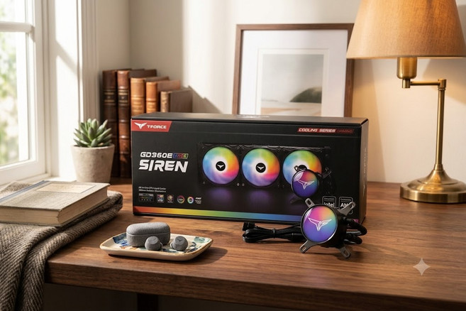 T-FORCE GD360E ARGB SIREN 一體式CPU水冷散熱器 360mm, 白色, 1個