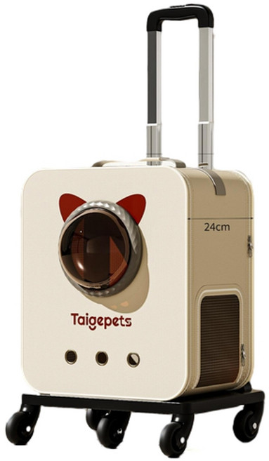 Taigepets 太空艙寵物拉桿箱 貓包 狗籠 輕輕鬆出行, 白色加大號拉桿箱, 1個