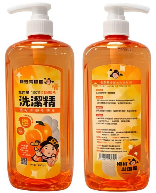 娘娘抖團購 冷壓橘子生態洗碗精 溫和不咬手 1000ml, 1個, 1L
