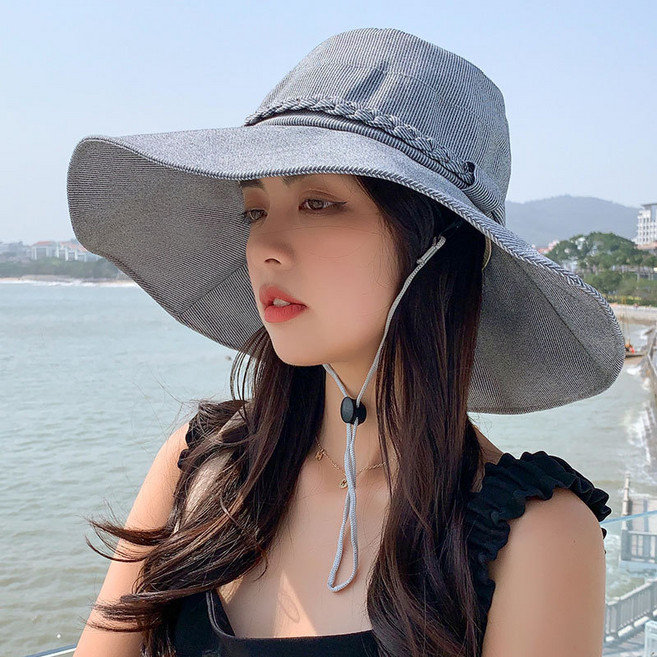 女士夏季寬簷防曬遮陽帽 蝴蝶結防紫外線時尚漁夫帽