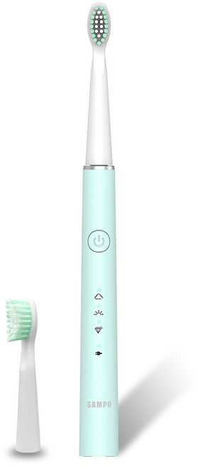 SAMPO聲寶 音波電動牙刷 TB-Z21U1L 5種潔牙模式 USB快充, 粉綠色, 1個