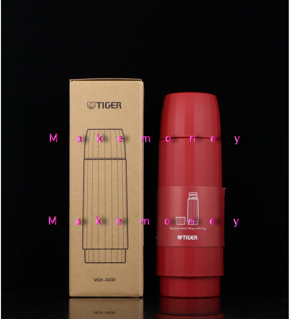 TIGER虎牌 MSK-A030 經典復古杯蓋式不鏽鋼保冷保溫杯, 磚紅, 1個
