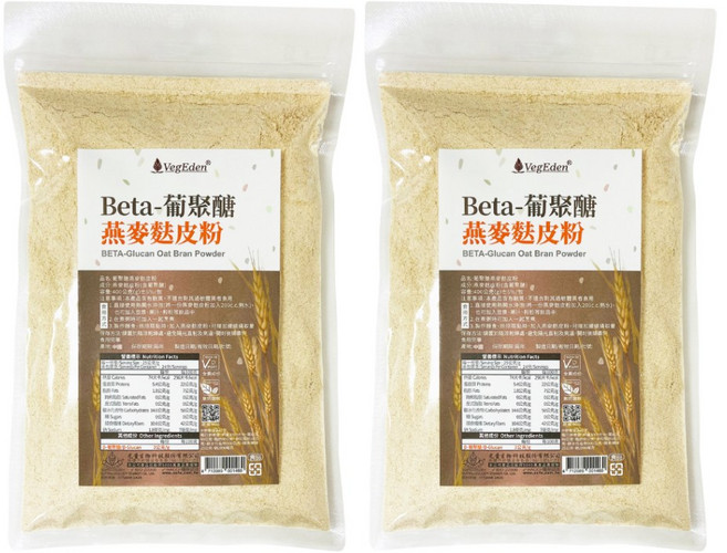 VegEden β-葡聚醣燕麥麩皮粉 英國全素協會認證 400g/包, 1個, 2包, 400g