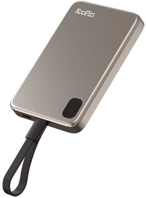 KooPin 5000mAh 吸附式自帶線快充行動電源, 精工鈦