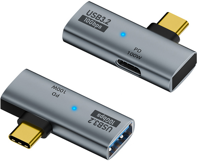 ibits MDD TypeC 轉接頭 PD100W快充 USB3.2, OTG一分二 灰色, 1個, 37mm