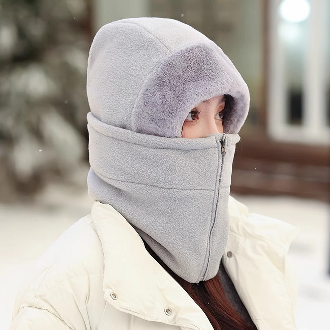保暖加厚絨毛帽圍脖 可透氣