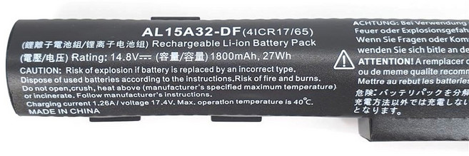 宏碁 AL15A32 電池 E5-474 E5-491 E5-522 E5-532 E5-552 P258, 1個