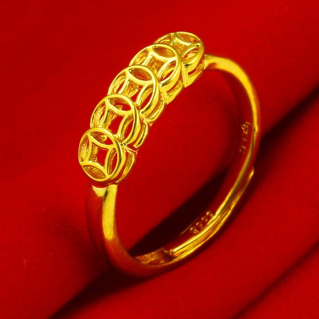 純金9999 黃金戒指 女款 發財銅錢
