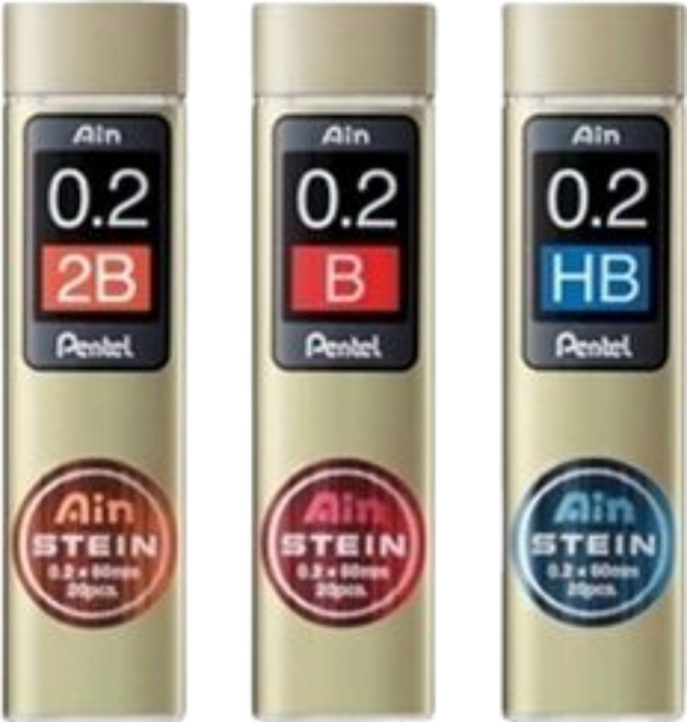 飛龍 PENTEL C272W Ain STEIN 0.2mm 自動鉛筆筆芯, 1個, 2B