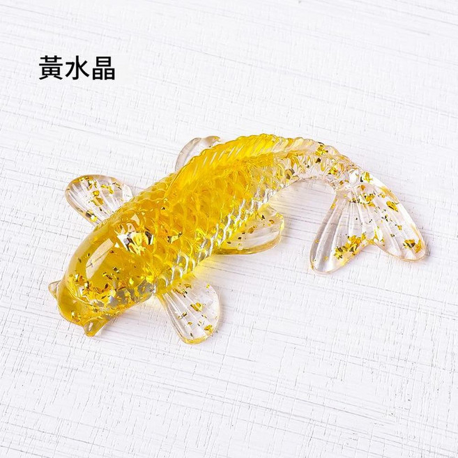 七彩魚造型擺件, 黃水晶, 1套