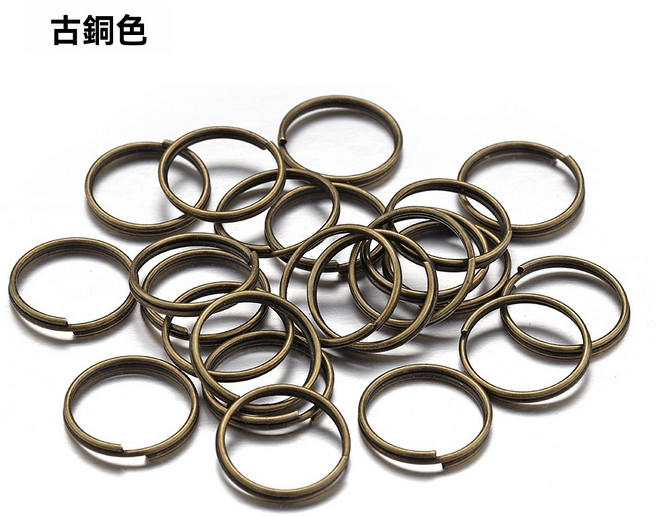 雙圈開口圈 金屬扣環 鑰匙圈 C圈 閉口圈 鑰匙環 吊飾 飾品材料, 古銅色鑰匙圈環,15mm, 1個