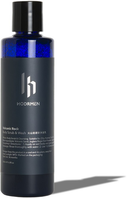 HODRMEN 男研堂 火山岩磨砂沐浴乳 深層清潔 去角質二合一 200ML, 1個, 岩磨砂沐浴乳 200ML*1